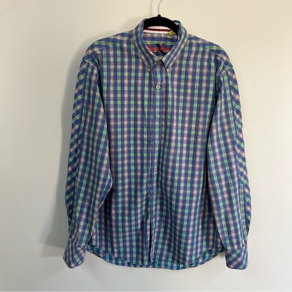 Robert Graham Cotton Plaid Flip Cuff Button Down Shirt - Picture 1 of 12